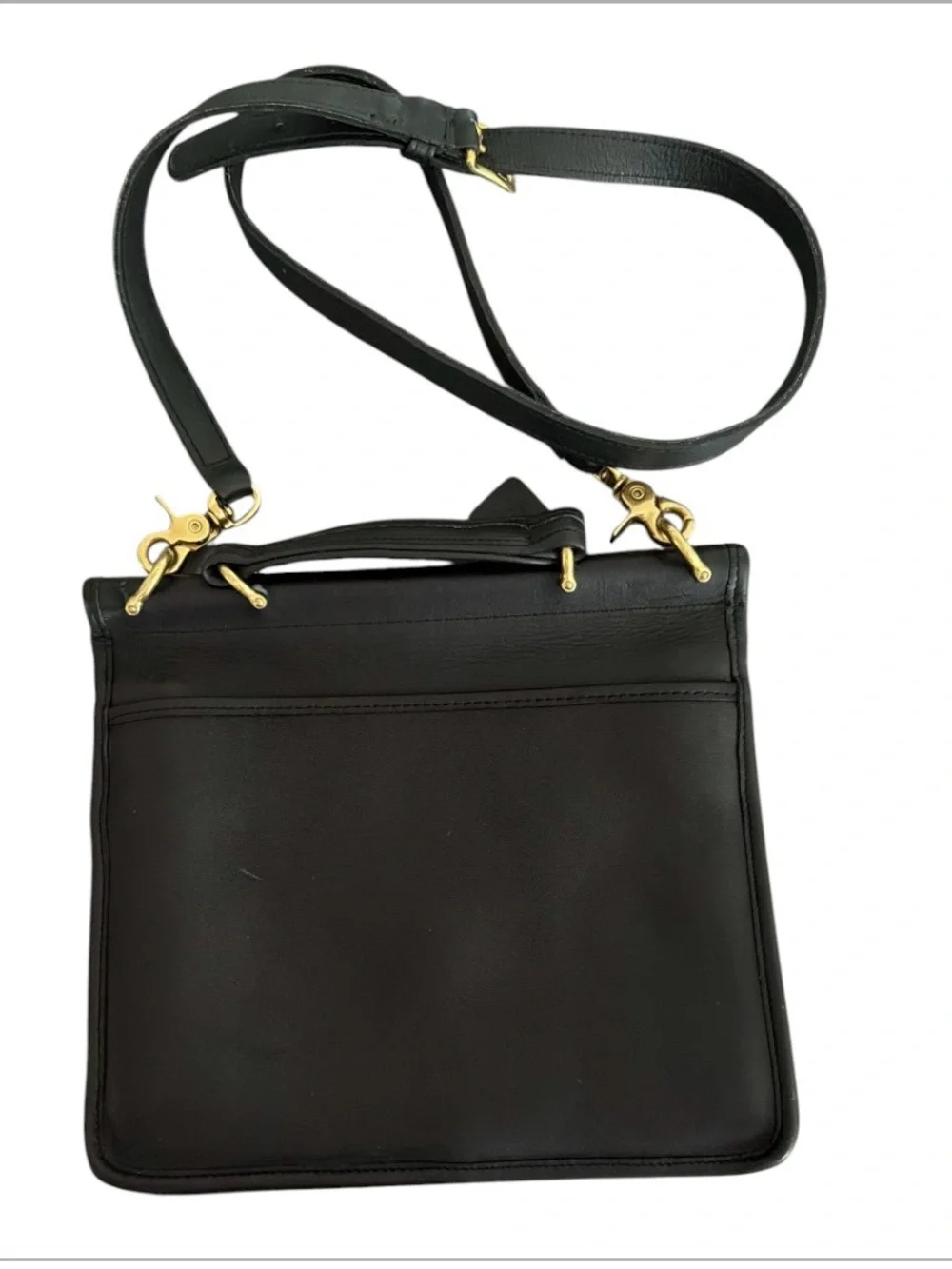 Vintage COACH Willis Black Leather Crossbody Top Handle Satchel 9927